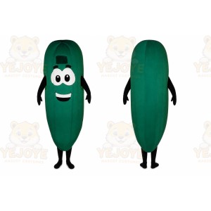 Green Cucumber Mascot Costume with Custom Logo