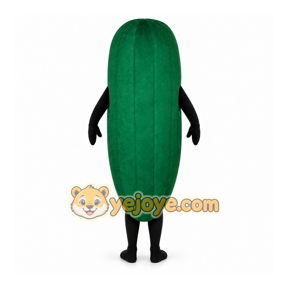 Green Cucumber Mascot Costume with Custom Logo Green Cucumber Mascot Costume with Custom Logo