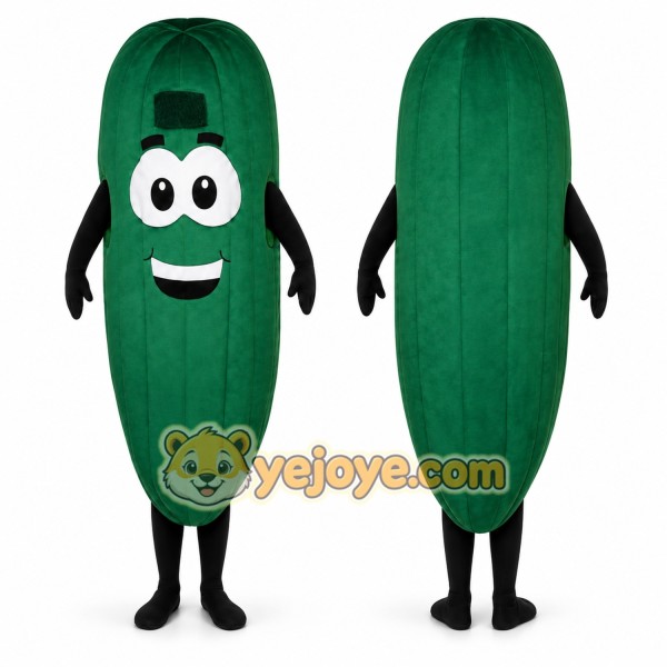 Green Cucumber Mascot Costume with Custom Logo