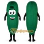Green Cucumber Mascot Costume with Custom Logo