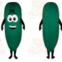 Green Cucumber Mascot Costume with Custom Logo
