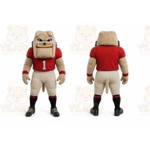 Tan Bulldog Mascot Costume with Custom Logo