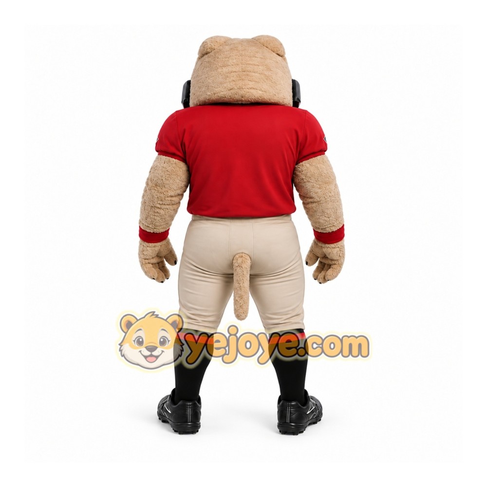 Tan Bulldog Mascot Costume with Custom Logo Tan Bulldog Mascot Costume with Custom Logo