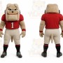 Tan Bulldog Mascot Costume with Custom Logo