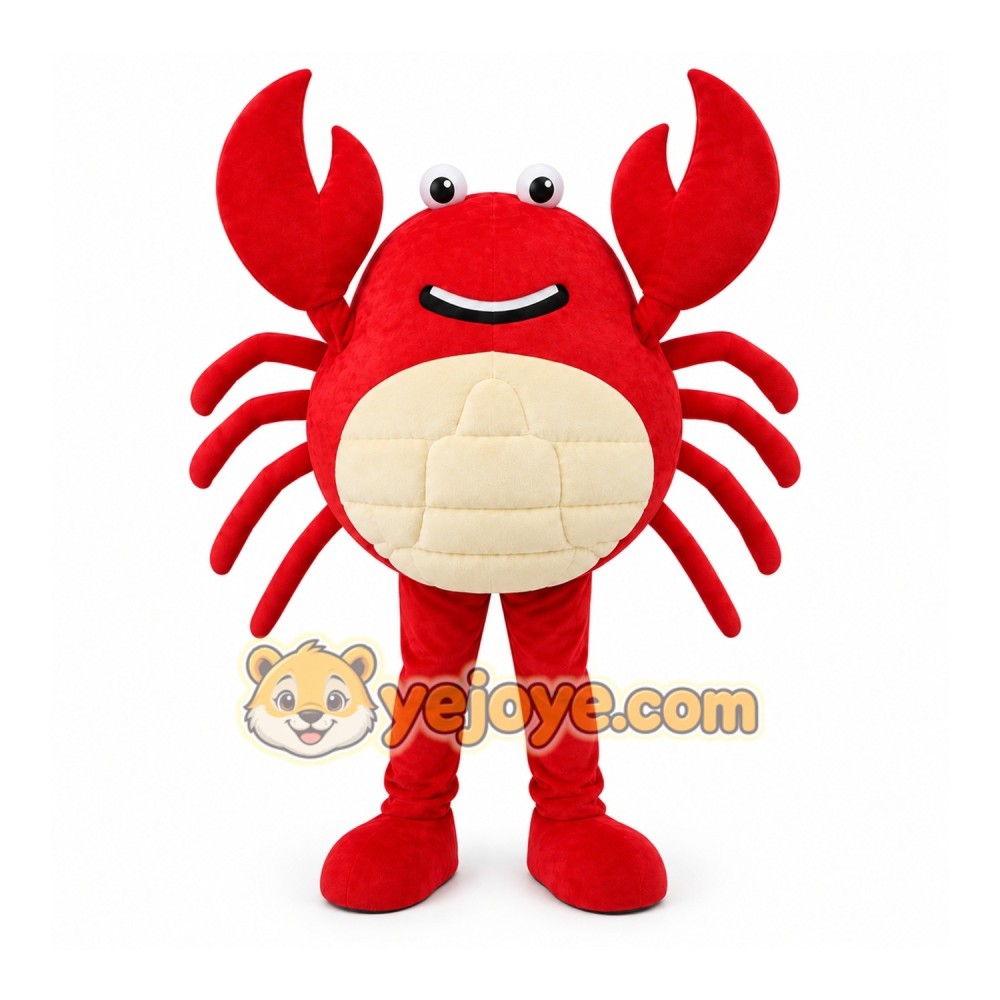 Red Crab Mascot Costume with Custom Logo