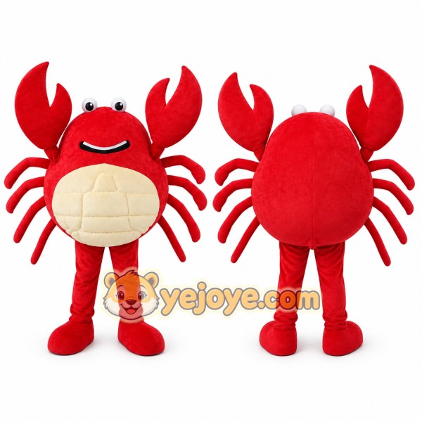 Red Crab Mascot Costume with Custom Logo
