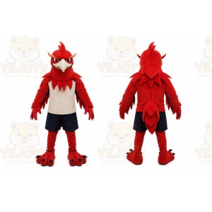 Red Bird Mascot Costume with Custom Logo
