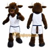 Brown Bull Mascot Costume with Custom Logo