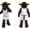 Brown Bull Mascot Costume with Custom Logo