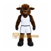 Brown Bull Mascot Costume with Custom Logo