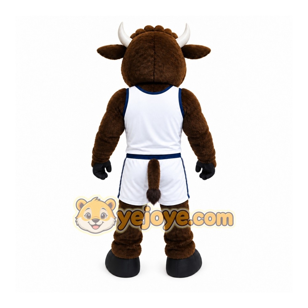 Brown Bull Mascot Costume with Custom Logo