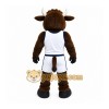 Brown Bull Mascot Costume with Custom Logo