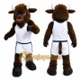 Brown Bull Mascot Costume with Custom Logo