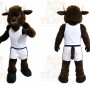 Brown Bull Mascot Costume with Custom Logo