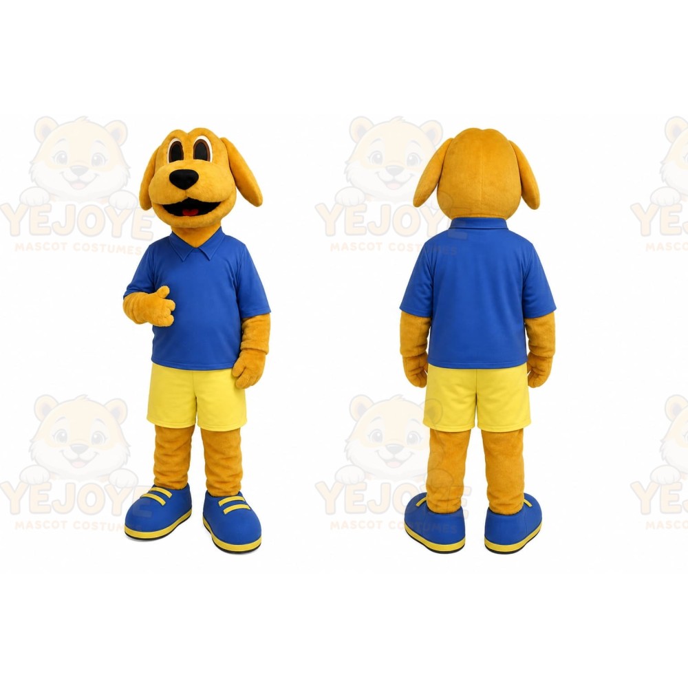 Yellow Dog Mascot Costume with Custom Logo