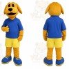 Yellow Dog Mascot Costume with Custom Logo