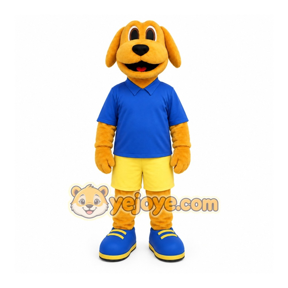 Yellow Dog Mascot Costume with Custom Logo Yellow Dog Mascot Costume with Custom Logo