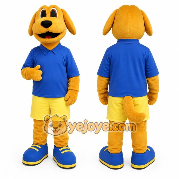 Yellow Dog Mascot Costume with Custom Logo