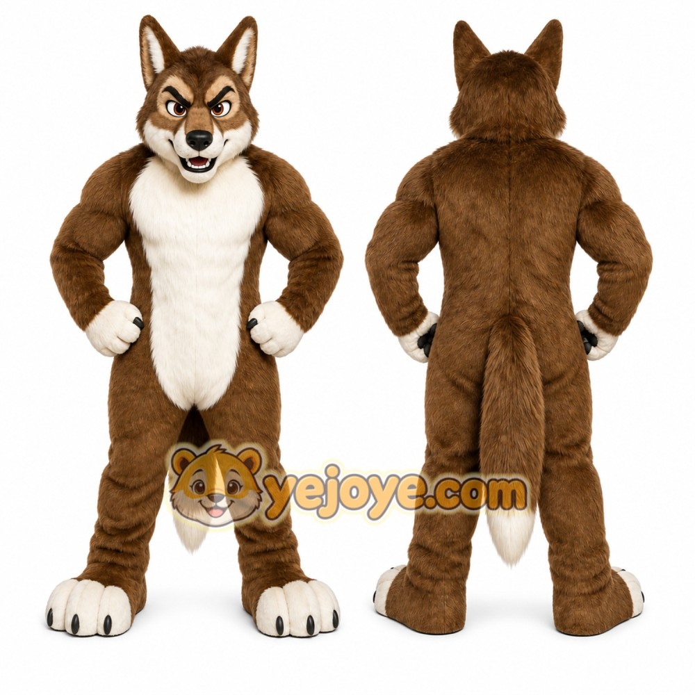 Brown Wolf Mascot Costume with Custom Logo Brown Wolf Mascot Costume with Custom Logo