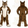 Brown Wolf Mascot Costume with Custom Logo