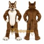 Brown Wolf Mascot Costume with Custom Logo