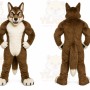Brown Wolf Mascot Costume with Custom Logo