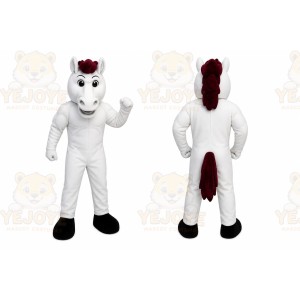 White Horse Mascot Costume with Custom Logo