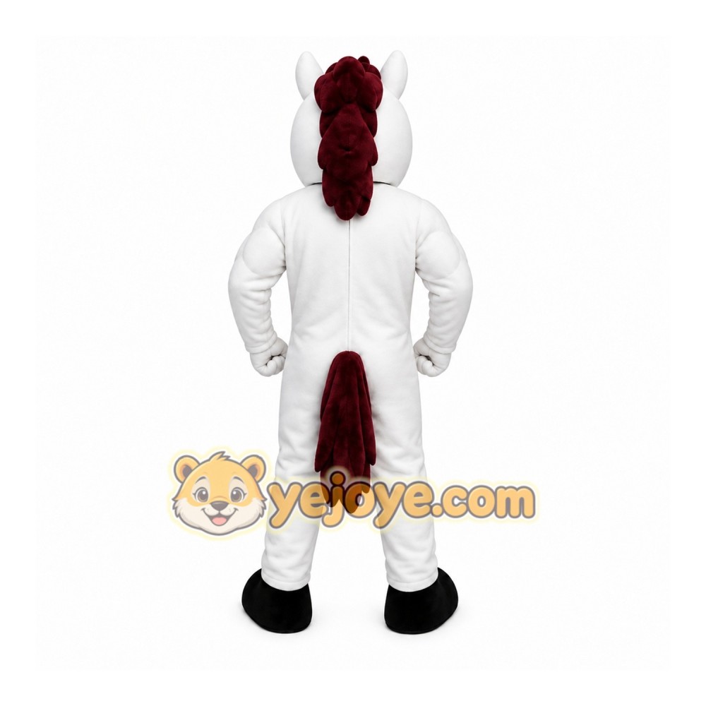 White Horse Mascot Costume with Custom Logo White Horse Mascot Costume with Custom Logo