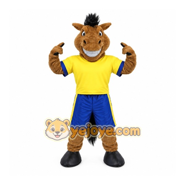 Brown Horse Mascot Costume with Custom Logo