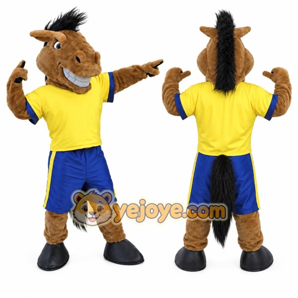 Brown Horse Mascot Costume with Custom Logo