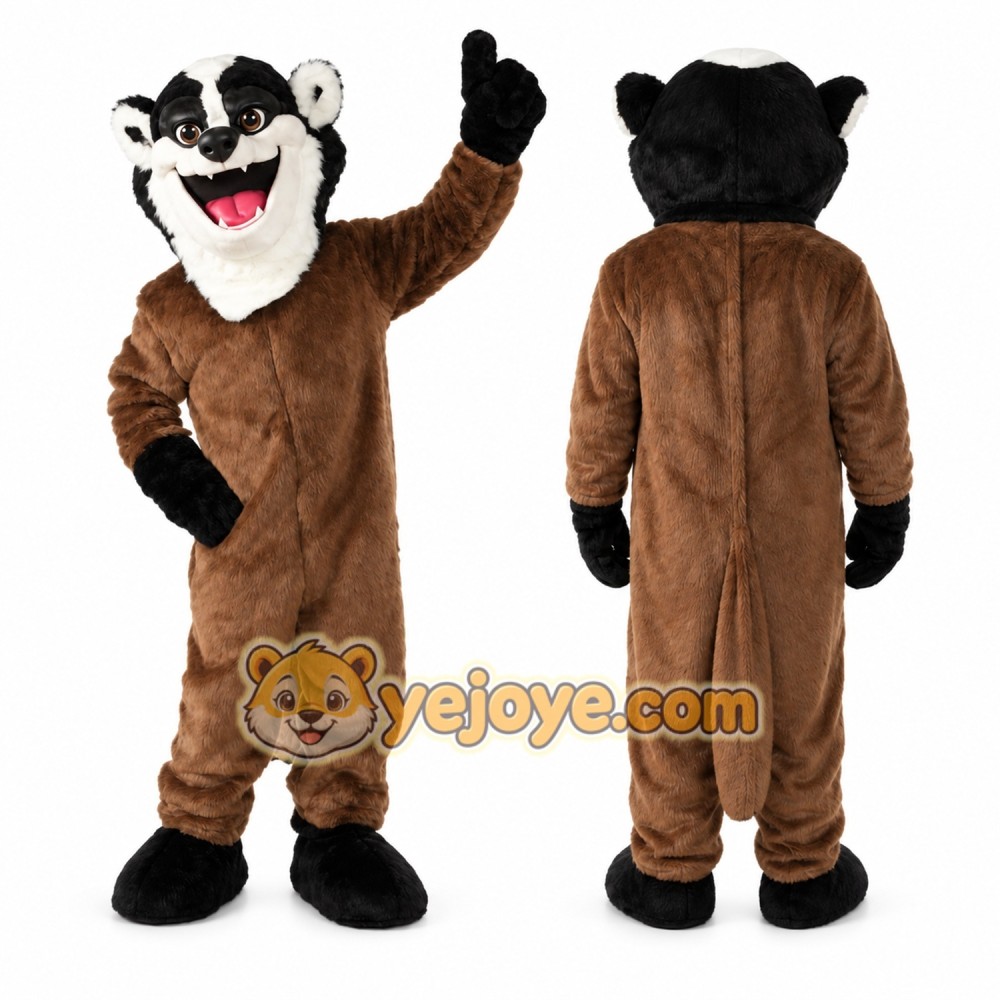Brown Ferret Mascot Costume with Custom Logo Brown Ferret Mascot Costume with Custom Logo