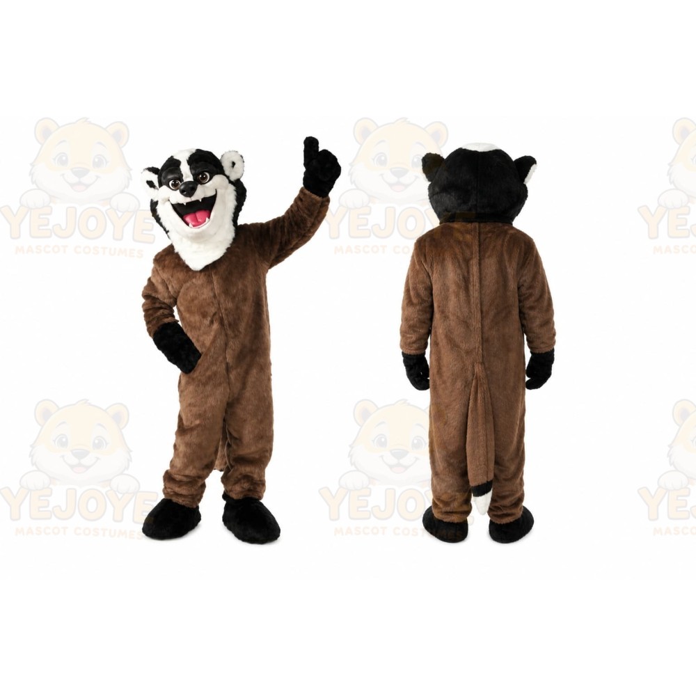 Brown Ferret Mascot Costume with Custom Logo