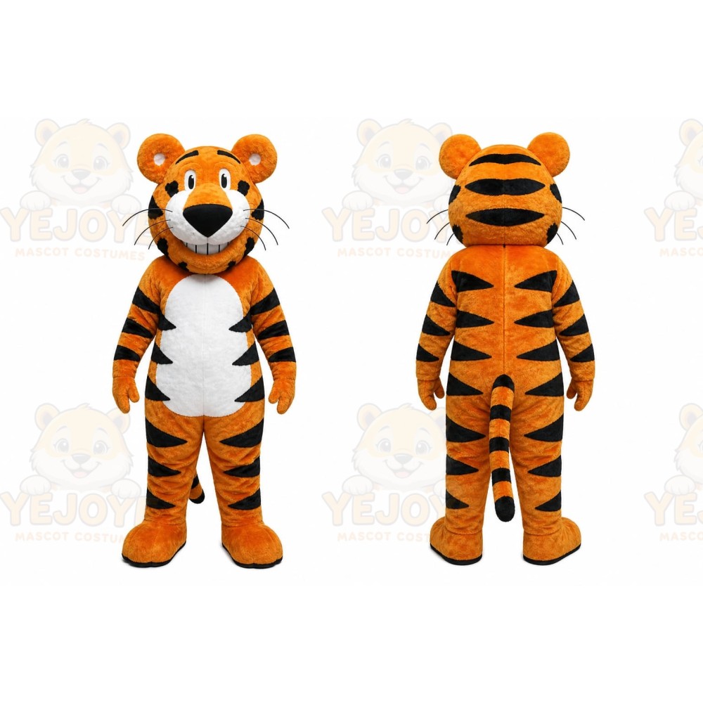 Orange Tiger Mascot Costume with Custom Logo