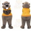 Gray Beaver Mascot Costume with Custom Logo