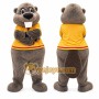 Gray Beaver Mascot Costume with Custom Logo