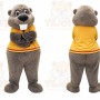 Gray Beaver Mascot Costume with Custom Logo