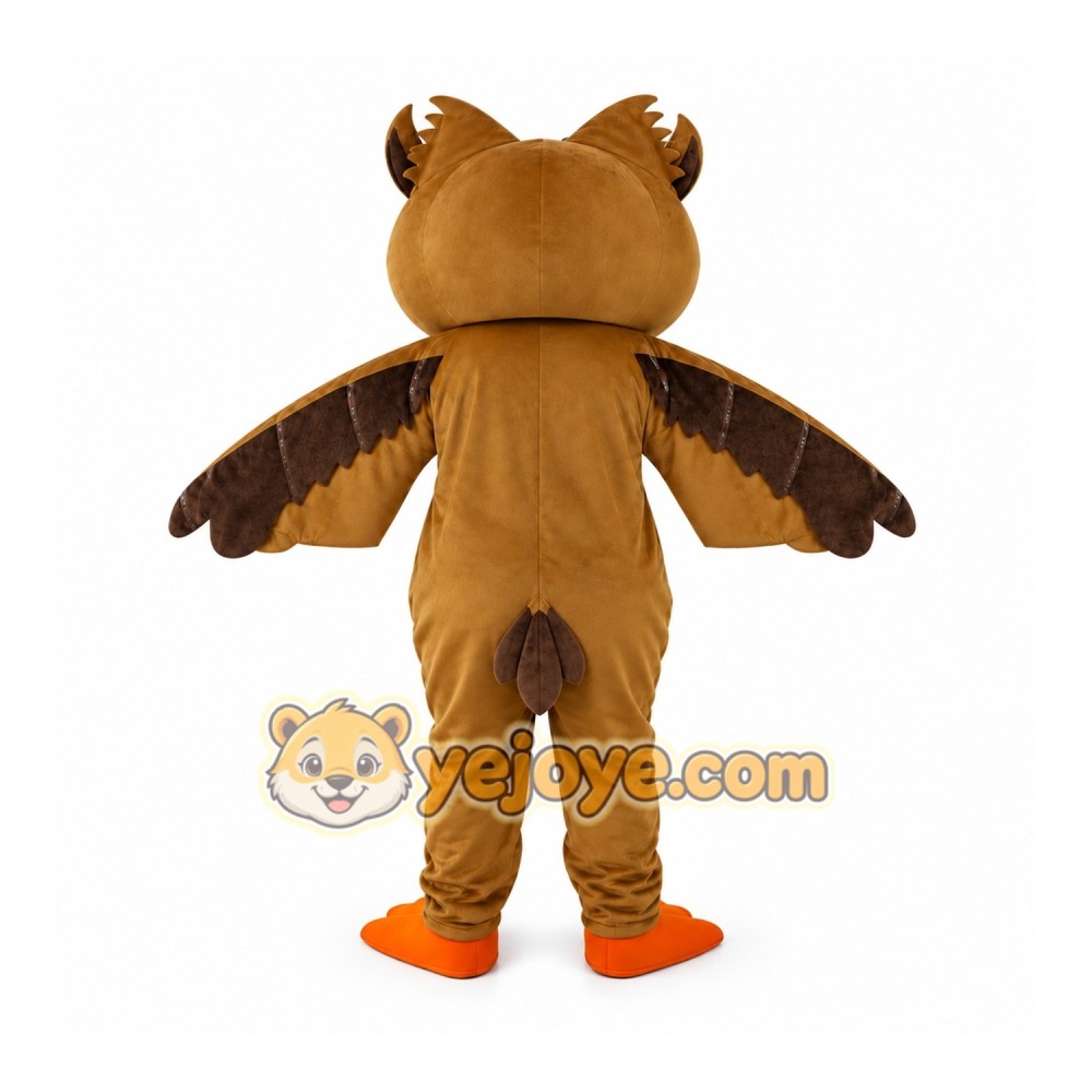 Brown Owl Mascot Costume with Custom Logo