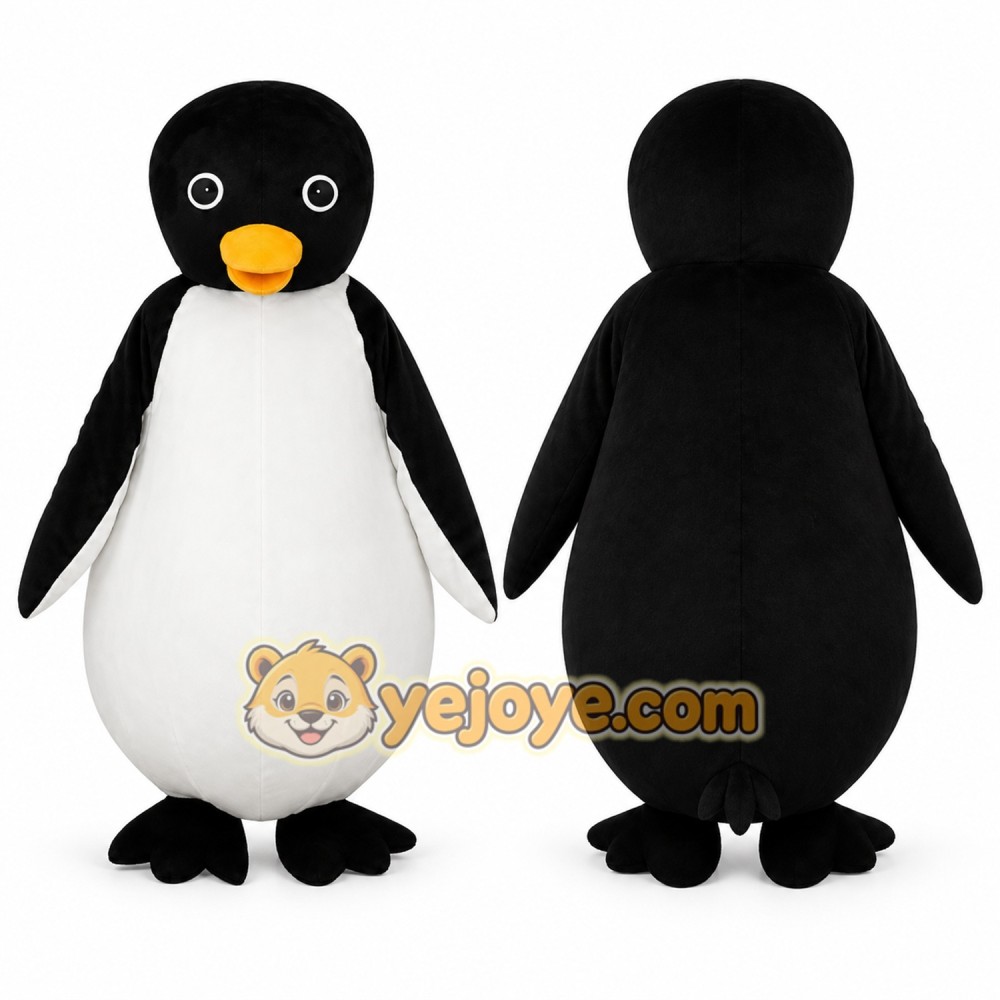 Black Penguin Mascot Costume with Custom Logo Black Penguin Mascot Costume with Custom Logo