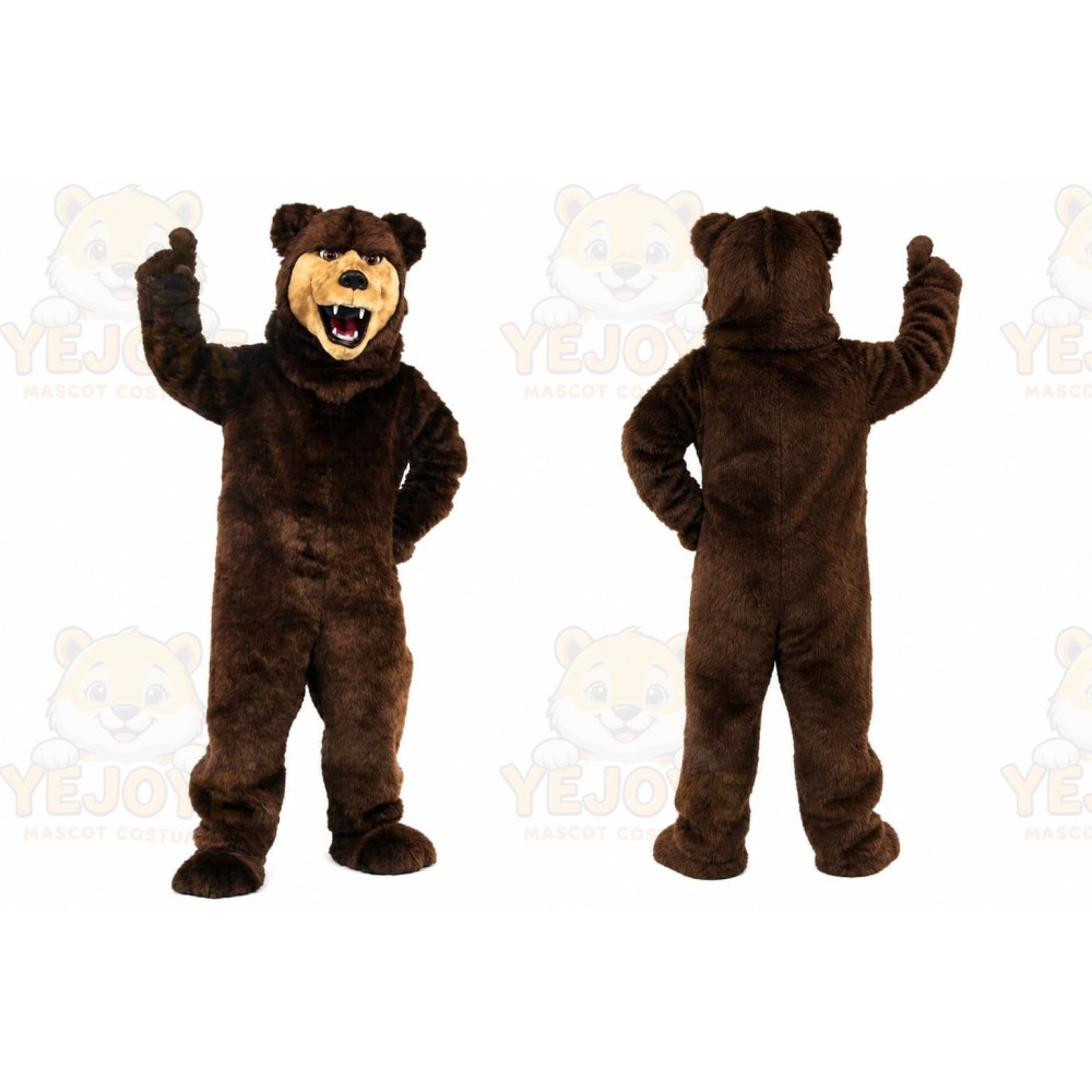 Brown Bear Mascot Costume with Custom Logo