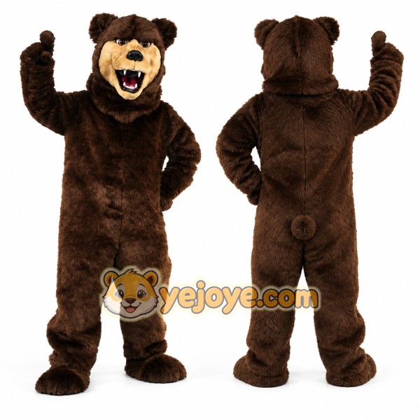 Brown Bear Mascot Costume with Custom Logo