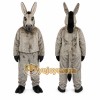 Gray Donkey Mascot Costume with Custom Logo