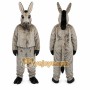 Gray Donkey Mascot Costume with Custom Logo