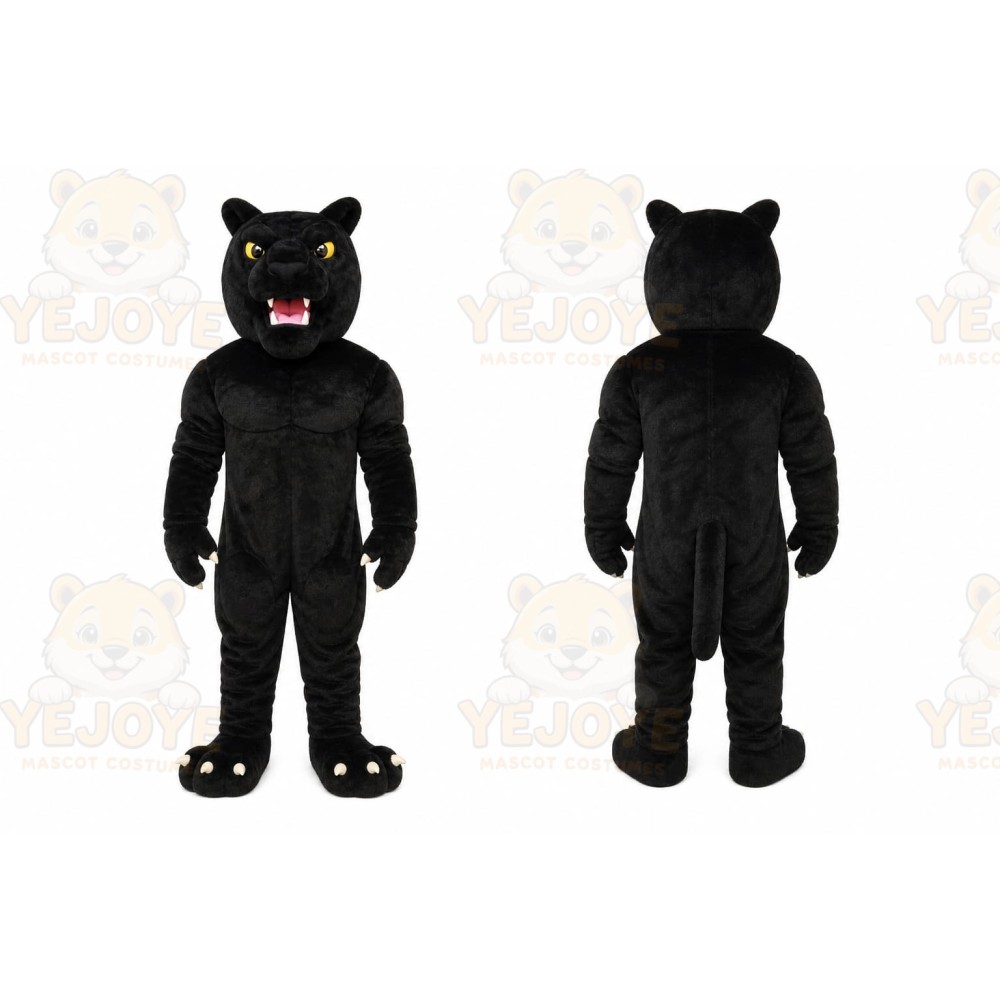Black Panther Mascot Costume with Custom Logo