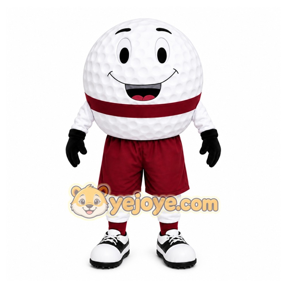 White Golf Ball Mascot Costume with Custom Logo White Golf Ball Mascot Costume with Custom Logo