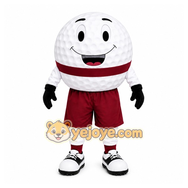White Golf Ball Mascot Costume with Custom Logo