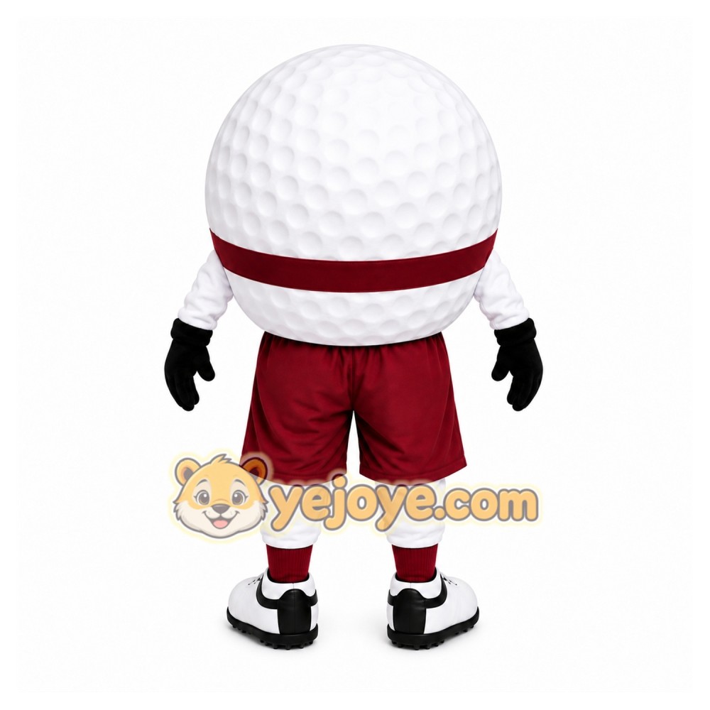 White Golf Ball Mascot Costume with Custom Logo White Golf Ball Mascot Costume with Custom Logo