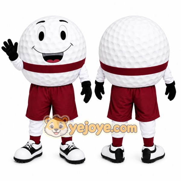 White Golf Ball Mascot Costume with Custom Logo