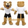 Brown Cougar Mascot Costume with Custom Logo