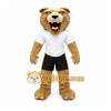 Brown Cougar Mascot Costume with Custom Logo