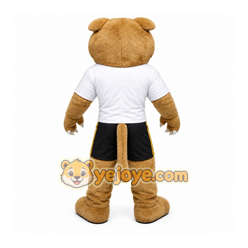 Brown Cougar Mascot Costume with Custom Logo